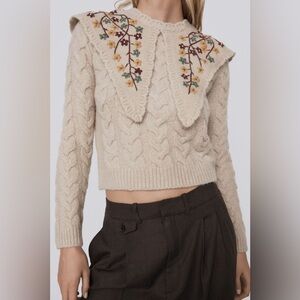 Zara Cream Sweater with Floral Embroidery